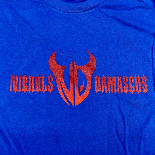 Nichols Damascus Logo Men's Short Sleeve Blue T-Shirt